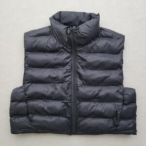 Zara Cropped Puffer Pocket Short Vest Size XXL Black Reversible